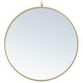 Doba-Bnt 28 in. Eternity Metal Frame Round Mirror with Decorative Hook, Brass SA2945029